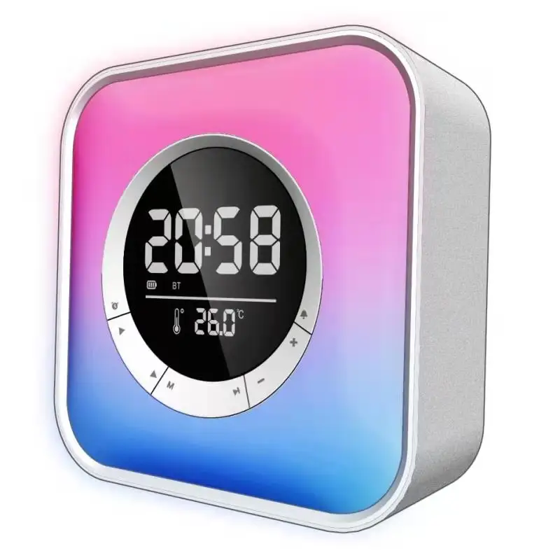 High Quality Bluetooth Speaker Multi-function Colorful LED Light Alarm Clock Thermometer Wireless Bluetooth Speakers