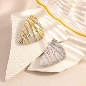 Stainless Steel Stud Earrings Geometric Triangular Gold Silver Color <b>Block</b> Irregular <b>Shape</b> Fashion Jewelry - Product Image 4