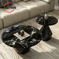 Ensemble de tables basses rondes design moderne, surface en pierre de luxe, mobilier de salon pour petits espaces, projets hôteliers, vente en gros