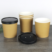 Emballage de nouilles de restaurant de qualité alimentaire bol en papier de soupe chaude kraft personnalisé jetable avec couvercles en papier