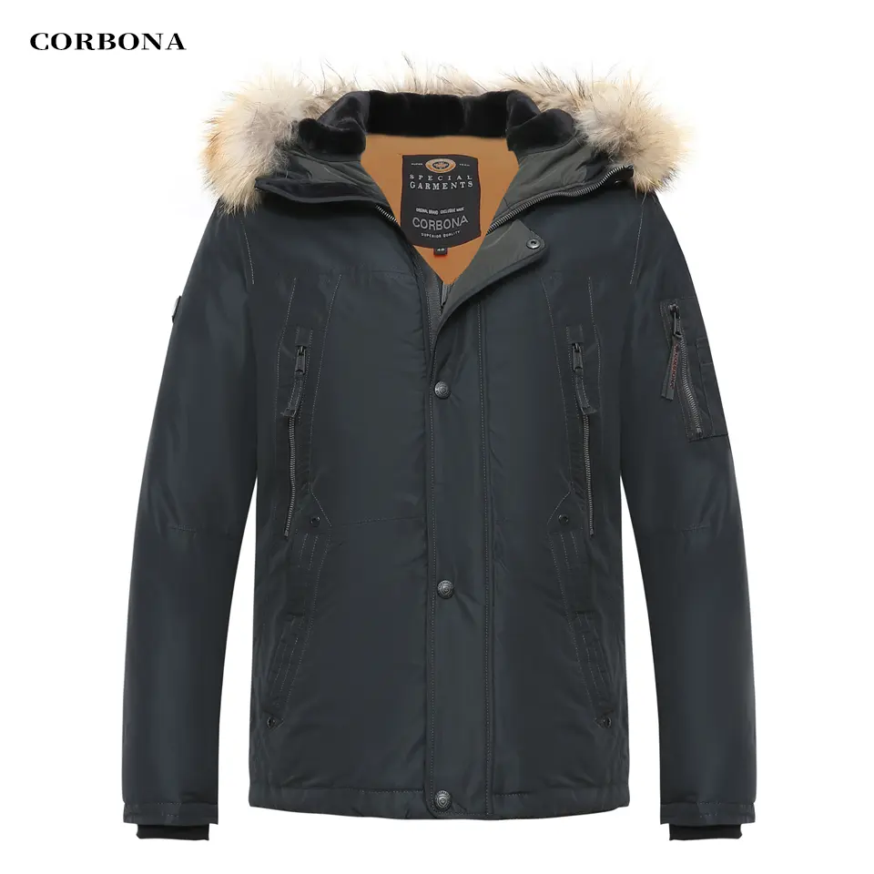 CORBONA High Winter Parka Cappotto da uomo Oversize con cappuccio in vera pelliccia giacche da uomo imbottite in pile