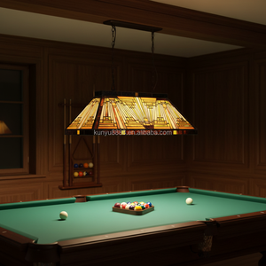 Lustre rectangulaire Tiffany de 48 pouces en verre teinté avec 6 lumières, style américain, installation facile pour salle à manger - Product Image 1