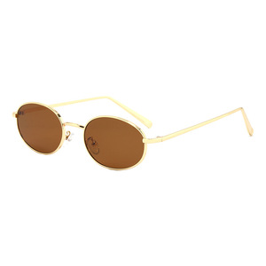 Stylish <b>Personality</b> Men and Women Outdoor Street Photography Metal Small <b>Frame</b> Retro Oval Uv Protection Sunglasses - Product Image 3