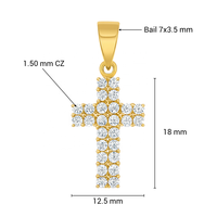 Colgante de Cruz Cristiano Hecho a Mano en Oro Amarillo de 14K para Mujer, con Circonita Cúbica AAA, Sin Níquel