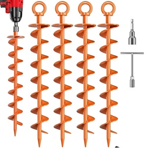Ancre de terre spirale robuste en acier <span class=keywords><strong>au</strong></span> carbone galvanisé <span class=keywords><strong>pour</strong></span> fixation de trampoline, tente, auvent et balançoire de jardin - Product Image 1