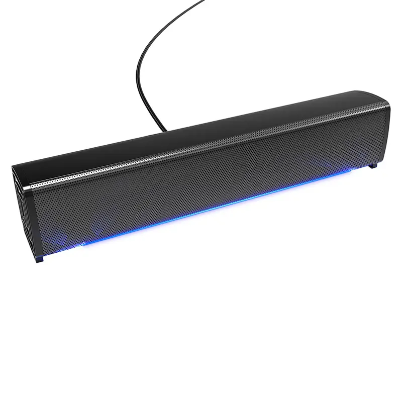 OEM 3D Surround Sound Wired Speaker Mini Desktop Portable Sound Bar with LED Light