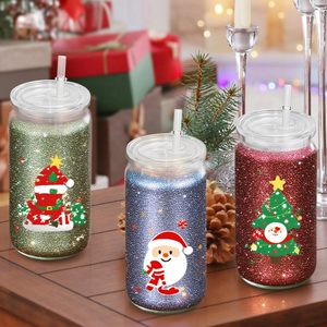 Gobelet en plastique type globe à neige avec trou pré-percé, disponible en 16oz, 20oz, 24oz, 40oz ; et gobelet en acrylique à double paroi de 16 oz avec lèvre transparente et paille. - Product Image 3