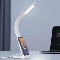 Lampe de bureau minimaliste rechargeable TAIOO avec support de téléphone à chargement sans fil, lampe de table à bras réglable, lampe de table LED pour l'étude
