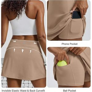 FOXA Women Tennis <b>Skirt</b> <b>Elastic</b> Waist 2 Pockets Stretchy Athletic <b>Skirt</b> for Golf Pickleball Workout - Product Image 4