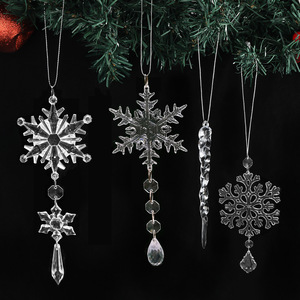 Đồ trang trí Giáng sinh hình bông tuyết, đồ treo cây thông, dây nhựa, khóa thông minh mạ, chất lượng cao, lụa Giáng sinh mềm mại - Product Image 1