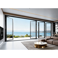 Porte pliante panoramique pour villa, centre commercial extérieur, fabricant professionnel, quincaillerie en acier inoxydable, qualité commerciale