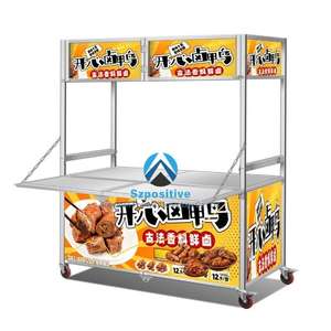 Chariot minimaliste de couleur personnalisée, chariot de restaurant commercial, chariot de salle à manger mobile, chariot de nourriture portable pour les étals de collations et les marchés de nuit - Product Image 3