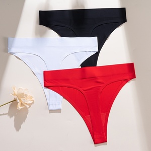 Pantaloni a T-<span class=keywords><strong>slip</strong></span> Sexy da donna in seta ghiaccio senza cuciture brasiliani a vita alta con - Product Image 2