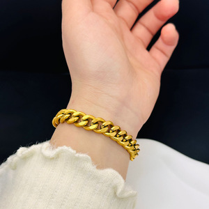 Modische Kubanische Hip-Hop Edelstahl-Halskette mit 18K Gold-Beschichtung für Männer und Frauen - Schlichte Kettenkette - Product Image 2