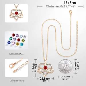 Nuova Collana Transfrontaliera a Cuore <span class=keywords><strong>Infinito</strong></span> in Rame con Bambù, Ciondolo alla Moda con Zirconi e Scritta 'I Love You', Regalo di San Valentino - Product Image 4