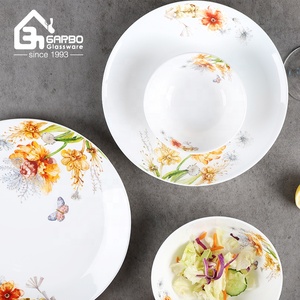 Chine <span class=keywords><strong>fournisseur</strong></span> opale plats avec décalque forme ronde <span class=keywords><strong>grossiste</strong></span> plaques de verre opalware pour la maison cuisine ou cantine assiette personnalisée - Product Image 2