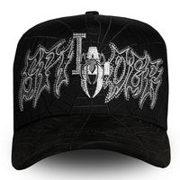 Nuevas Gorras Originales Rico con Logotipo Bordado en 3D, Visera Curva Desgastada, Color Negro Total, Cristal 31, Gorras Barbas