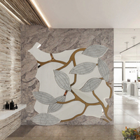 Mosaïque en pierre blanche Thassos à motif floral, découpe jet d'eau, pour revêtement mural intérieur moderne, hôtels, parquets, salles de bain et cuisines - Vente en gros AKSEIM