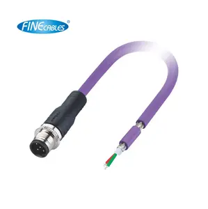 Finecables Waterproof B Code 5pin Circular M12 Male Profibus Cable