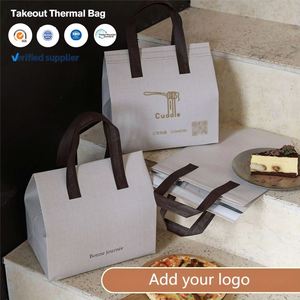 Custom Logo Disposable Insulated Takeout Bags Nonwoven Alu Foil Lined Thermal Food Cooler Bag for Coffee Bread Cake Takeaway - Product Image 1