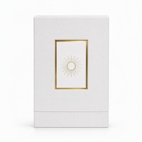 Boîte cadeau de luxe rigide blanche pour crème contour des yeux, motif soleil doré, logo personnalisé, en carton écologique avec insert en mousse EVA pour parfum