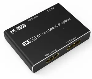 8K Displayport Ke HDMI Splitter DP Splitter Yang Kompatibel 8K @ 30Hz 4K @ 120Hz 32.4Gbps untuk (DP HD) Tampilan Port Ganda Secara Bersamaan