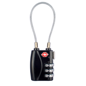 Jia Shi Jie TSA Combination <b>Lock</b> 719 Mini Luggage Padlock Black Zinc Alloy Travel Security <b>Lock</b> <b>With</b> <b>Cable</b> - Product Image 1