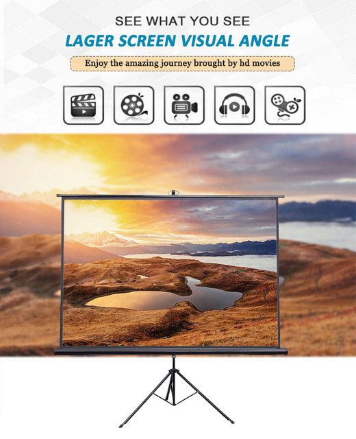 VIY Portable Projector Screen with Stand 132" Indoor Outdoor 16:9 HD Tripod Screen for Movie Office Use