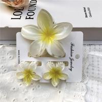 Lot de 3 Pinces à Cheveux Fleur d'Œuf Yuxi Factory, Pince à Griffe Florale Dégradé Tendance pour Vacances, Accessoires Quotidien