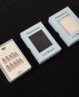 Boîte d'emballage pour faux ongles avec logo personnalisé, bleu clair, avec fenêtre transparente et plateau intérieur, pour ongles press-on faits main