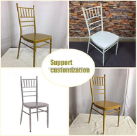 Chaises de salle à manger en métal de style chivalerie moderne, dorées et luxueuses, pour restaurant et mariage
