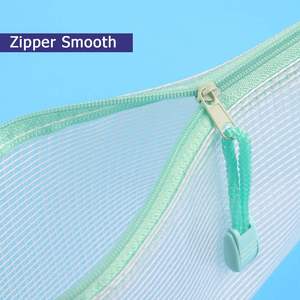 <b>A4</b> Pastel Mesh <b>File</b> Bag Waterproof Zipper Document Pouch Plastic Exam Paper Organizer School Office Supply Storage - Product Image 4