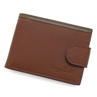Dompet pendek pola Lychee pria, lintas batas sederhana dompet koin Slot Multi kartu kancing magnetik penutupan terbuka poliester