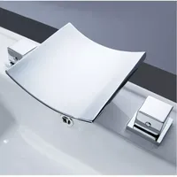 AMAXO Mitigeur de baignoire couleur chrome Robinets de baignoire en laiton à double poignée cubique Robinet de baignoire douche