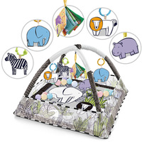 Tapis de jeu carré amélioré en polyester pour bébé, avec animaux de dessin animé sur le thème de l'océan, piscine à balles 3-en-1 et tapis d'éveil pour ramper