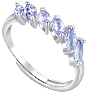 Exquisite Jewelry 925 Sterling <b>Silver</b> Rhodium Plated Blue Zirconia Trendy Open <b>Adjustable</b> Leaf <b>Ring</b> for Wedding Engagement Party - Product Image 4