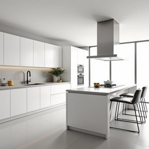 Gabinetes de cocina de piedra sinterizada minimalista moderno de gama alta, mesa de Isla de lujo, almacenamiento de madera, servicio de gabinete de Base de fregadero integral - Product Image 4