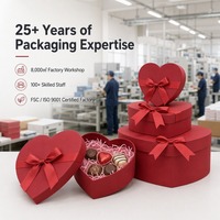Boîte cadeau rigide en forme de cœur rouge avec ruban en satin et nœud, logo personnalisé, boîte en forme de cœur pour chocolat, emballage cadeau pour la Saint-Valentin, mariage