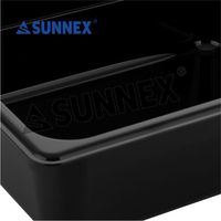 Plat de service alimentaire rectangulaire Sunnex GN 1/2 en polycarbonate noir et acier inoxydable, profondeur 4 pouces, empilable, durable, avec logo OEM