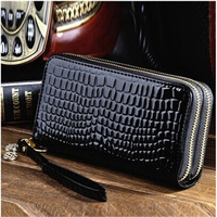 Dompet Kulit Wanita Model Kartu, Desainer Mewah, Fashionable, Ukuran Kecil, Motif Kulit Buaya PU, Logo Custom, untuk Perjalanan