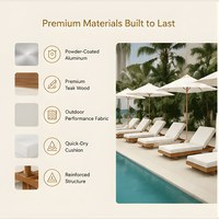 Chaise longue de jardin en bois pour l'extérieur, idéale pour les hôtels, les centres de villégiature et les plages, avec coussin imperméable