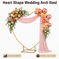 Arche de ballons en forme de cœur de 6,6 pieds avec base, cadre d'arche de mariage doré en forme de cœur pour toile de fond de demande en mariage, anniversaire, décoration de baby shower