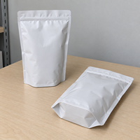 Sachets d'emballage Doypack blanc mat vierges refermables avec fermeture éclair et encoche de déchirement pour poudre de protéines, thé matcha, collations, vente au détail, pochette verticale