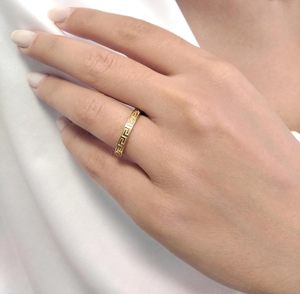 Elegante Anello Unisex con Motivo Greco in Oro Massiccio 9K, 14K &amp;   Fede in Oro 18K con Motivo Meandrico 3mm, Regalo Unico - Product Image 2
