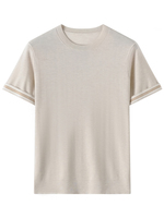 Camiseta de Manga Corta para Hombre, Cuello Redondo, Tejido Fino 100% Cachemira, para Verano