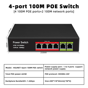 Interruttore POE in fibra 4 100Mbit POE a <span class=keywords><strong>2</strong></span> Gigabit potenza 65W conforme a IEEE802.3af per telecamera IP Wireless AP - Product Image 2