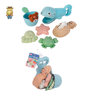 Lot de 6 jouets de plage en paille de blé pour enfants, avec pelle à sable en forme de baleine et moules d'animaux, sac en filet écologique, pour jeux de sable estivaux - Product Image 4
