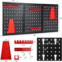 Panneau de rangement pour la maison 48 ''x 24'' en métal avec porte-outil, crochet et support de rangement 28Pcs Kit d'outils utilitaires muraux pour garage