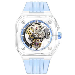 Montre automatique à quartz pour homme, design tendance ODM, luxe, squelette, logo personnalisé, montres mécaniques carrées ajourées OEM - Product Image 1