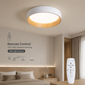 Plafonnier LED rond moderne avec télécommande, intensité variable, en acrylique et fer, à montage en surface, pour maison, chambre et salon - Product Image 3